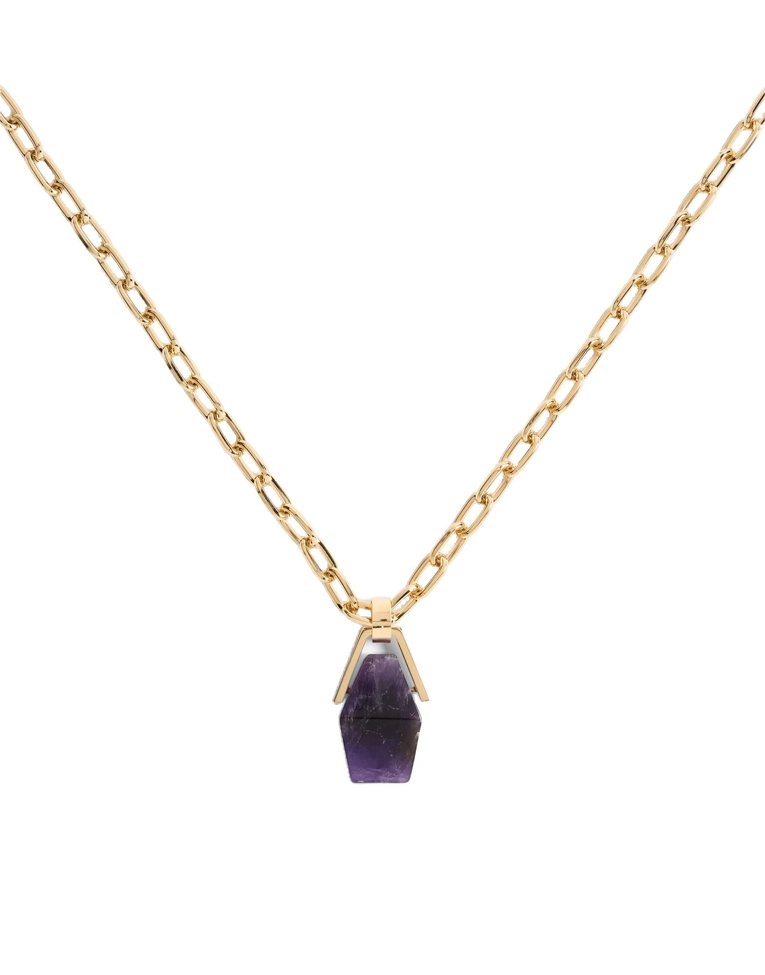 La DoubleJ Portal Necklace in 24k Gold Plate & Amethyst at Coveti La DoubleJ Portal Necklace in 24k Gold Plate & Amethyst at Coveti