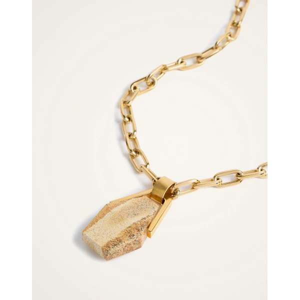 La DoubleJ Portal Necklace in 24k Gold Plate & Jasper at Coveti