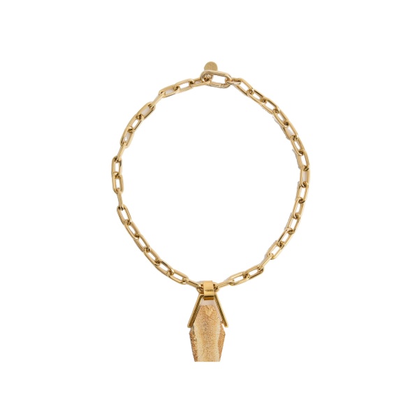 La DoubleJ Portal Necklace in 24k Gold Plate & Jasper at Coveti