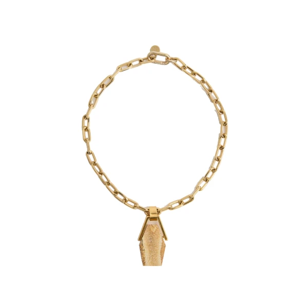 La DoubleJ Portal Necklace in 24k Gold Plate & Jasper at Coveti