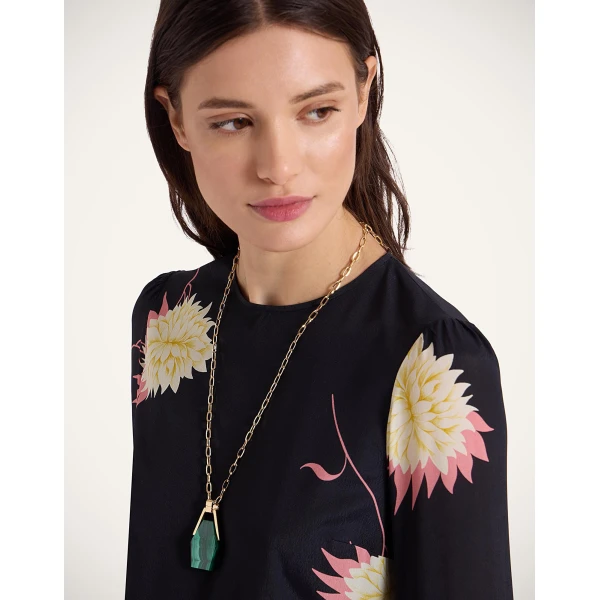 La DoubleJ Portal Necklace in 24k Gold Plate & Malachite at Coveti