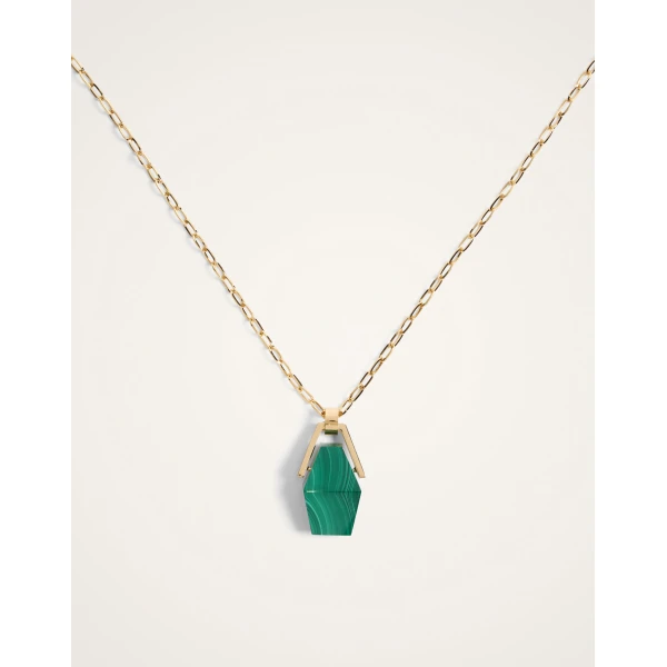 La DoubleJ Portal Necklace in 24k Gold Plate & Malachite at Coveti