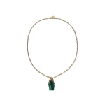La DoubleJ Portal Necklace in 24k Gold Plate & Malachite at Coveti
