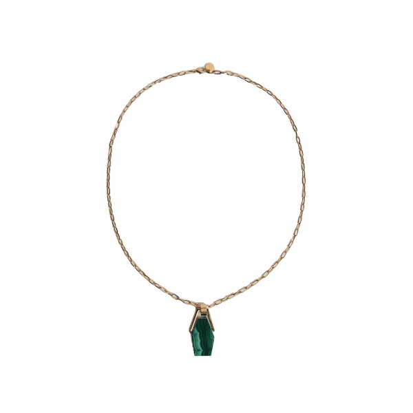La DoubleJ Portal Necklace in 24k Gold Plate & Malachite at Coveti
