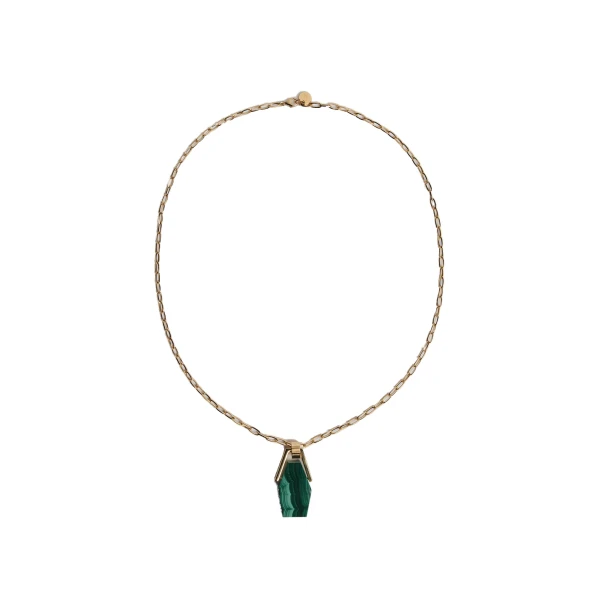 La DoubleJ Portal Necklace in 24k Gold Plate & Malachite at Coveti