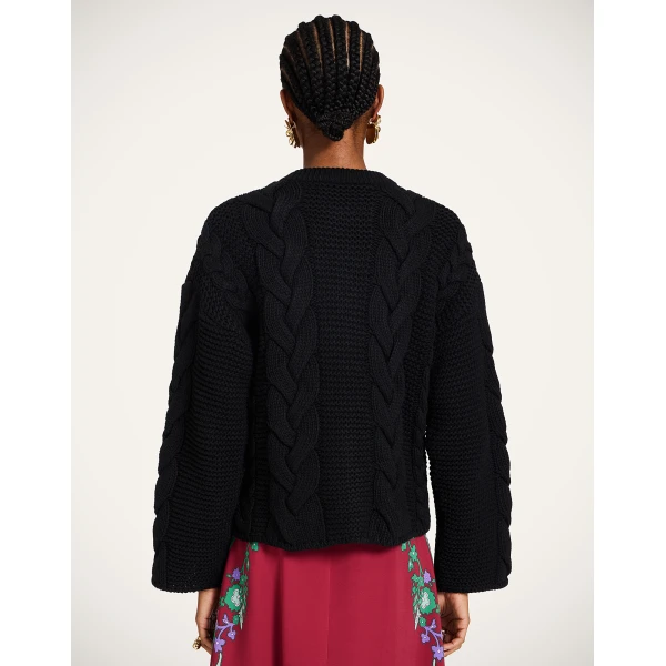 La DoubleJ Portrait Cardigan in Black, view 3