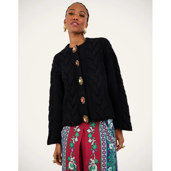 La DoubleJ Portrait Cardigan in Black, view 4