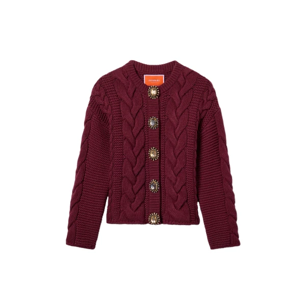 La DoubleJ Portrait Cardigan in Burgundy