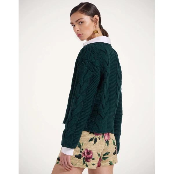 La DoubleJ Portrait Cardigan in Green, view 3