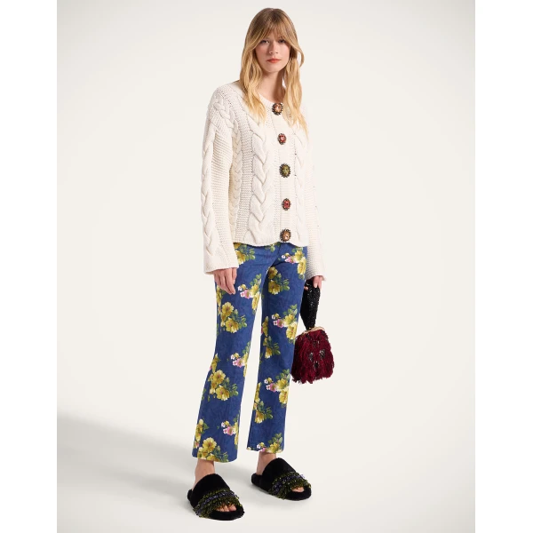 La DoubleJ Portrait Cardigan in Ivory, view 4