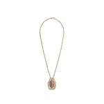 La DoubleJ Power Portal Necklace in 24K Gold Plate & Rhodonite at Coveti