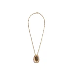 La DoubleJ Power Portal Necklace in 24K Gold Plate & Smoky Quartz at Coveti