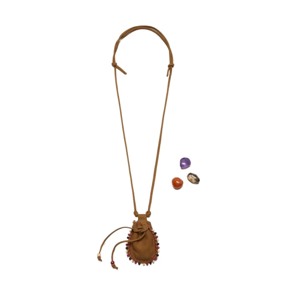 La DoubleJ Power Pouch With Crystals in Tan at Coveti