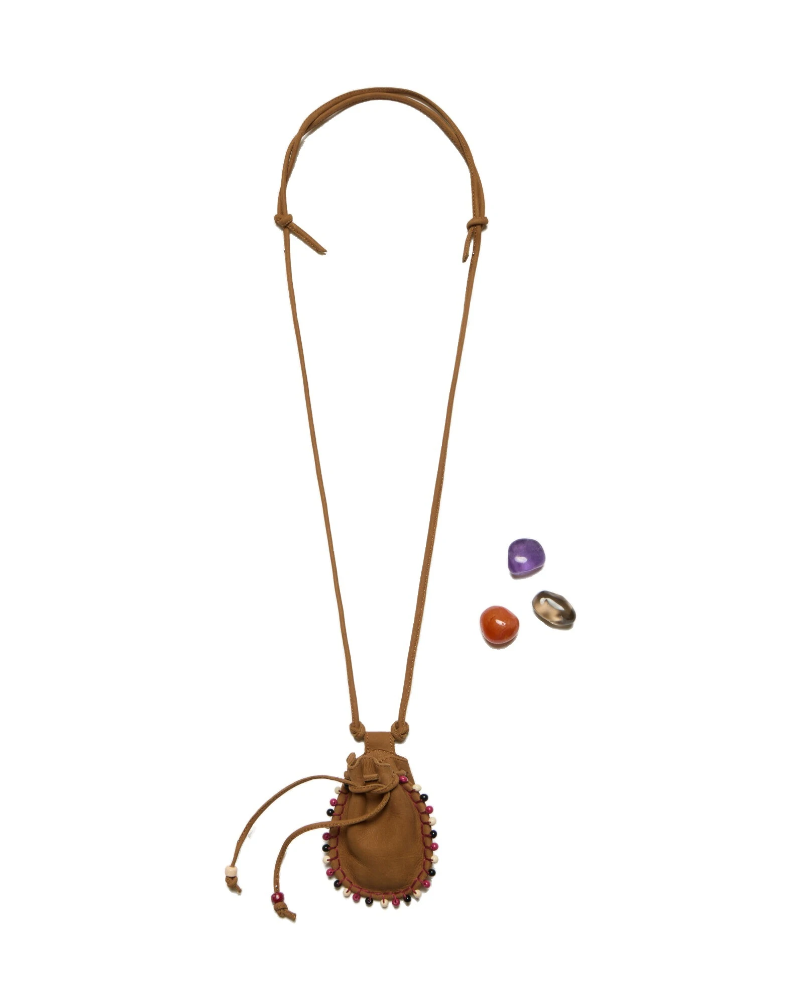 La DoubleJ Power Pouch With Crystals in Tan at Coveti La DoubleJ Power Pouch With Crystals in Tan at Coveti