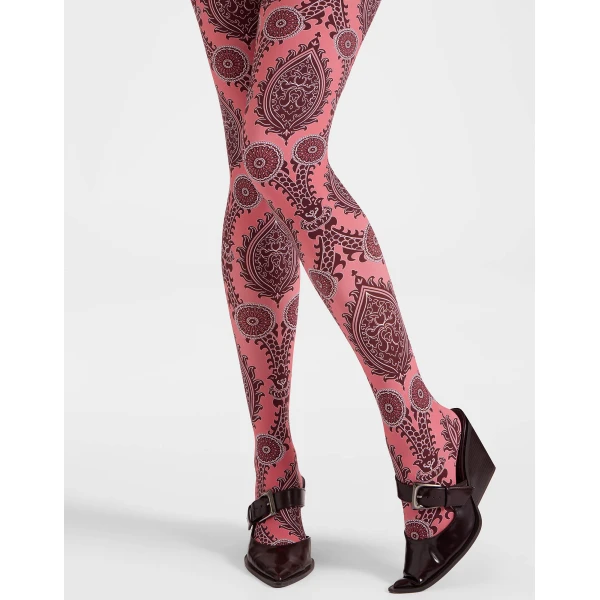 La DoubleJ Printed Tights in Oltrarno Pink, view 2