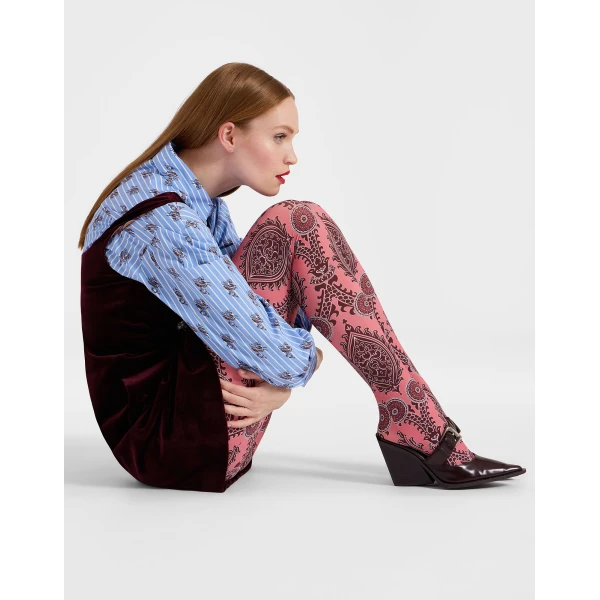 La DoubleJ Printed Tights in Oltrarno Pink, view 3