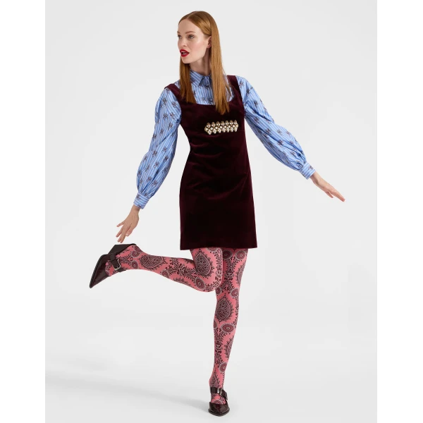 La DoubleJ Printed Tights in Oltrarno Pink, view 4