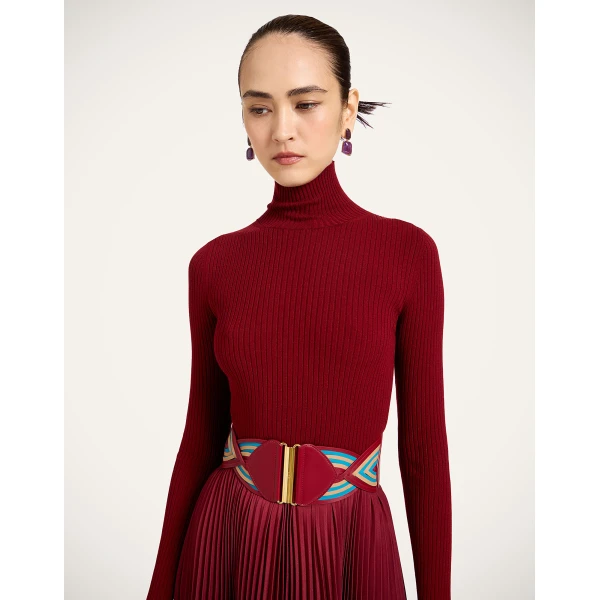La DoubleJ Rainbow Belt in Color Block Burgundy at Coveti