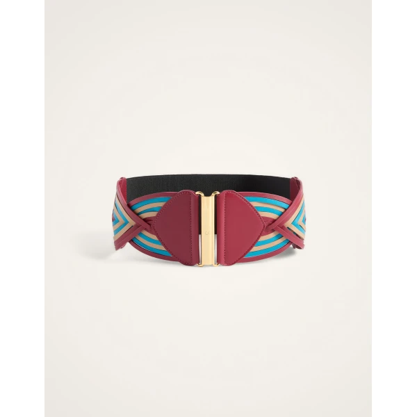La DoubleJ Rainbow Belt in Color Block Burgundy at Coveti