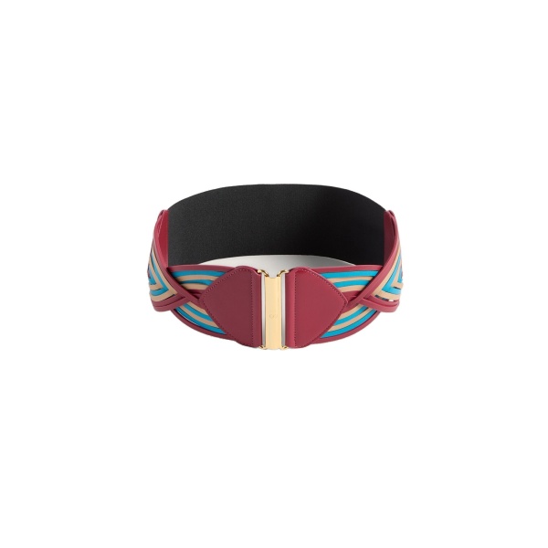 La DoubleJ Rainbow Belt in Color Block Burgundy at Coveti