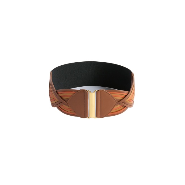 La DoubleJ Rainbow Belt in Color Block Orange & Camel at Coveti