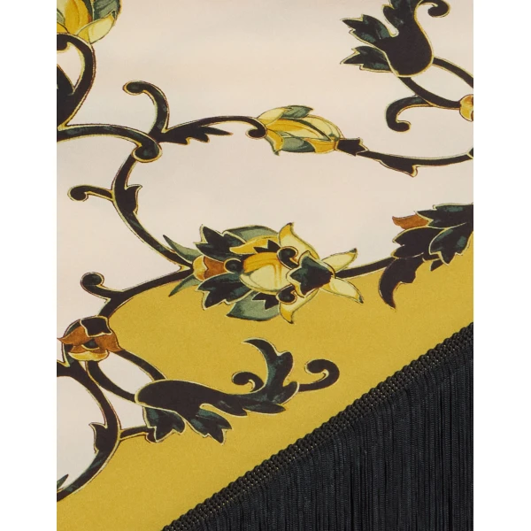 La DoubleJ Reversible Fringe Foulard 90 in Buttercup White at Coveti