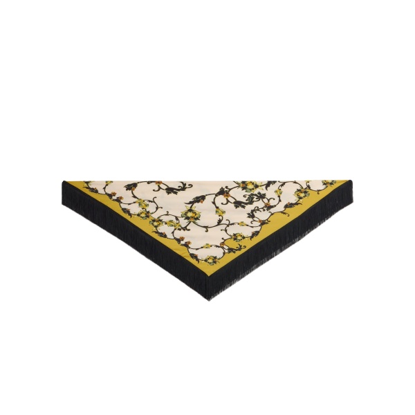 La DoubleJ Reversible Fringe Foulard 90 in Buttercup White at Coveti