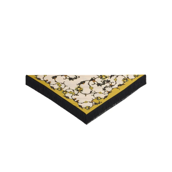La DoubleJ Reversible Fringe Foulard 90 in Buttercup White at Coveti