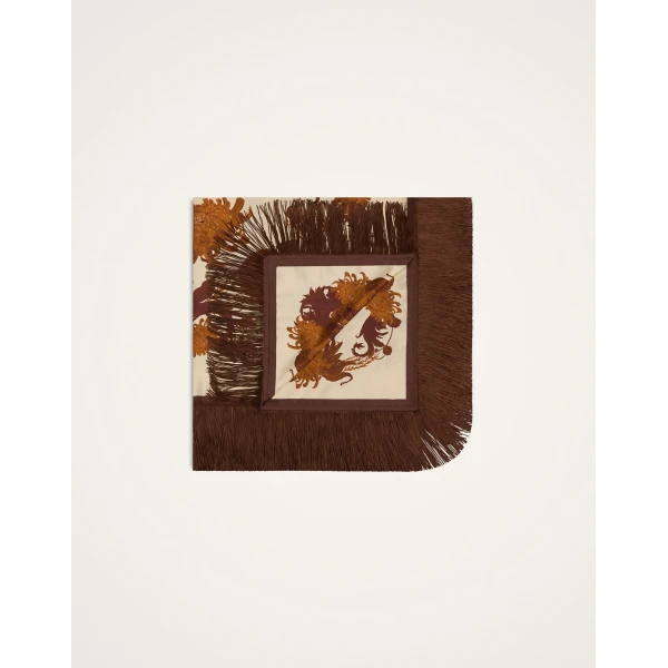 La DoubleJ Reversible Fringe Foulard 90 in Coven Buttercream at Coveti