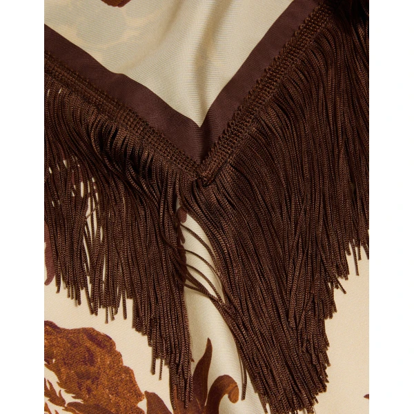 La DoubleJ Reversible Fringe Foulard 90 in Coven Buttercream at Coveti