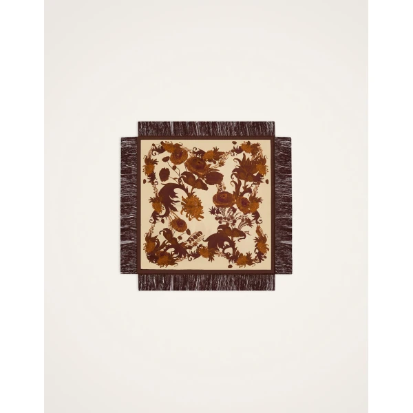 La DoubleJ Reversible Fringe Foulard 90 in Coven Buttercream at Coveti