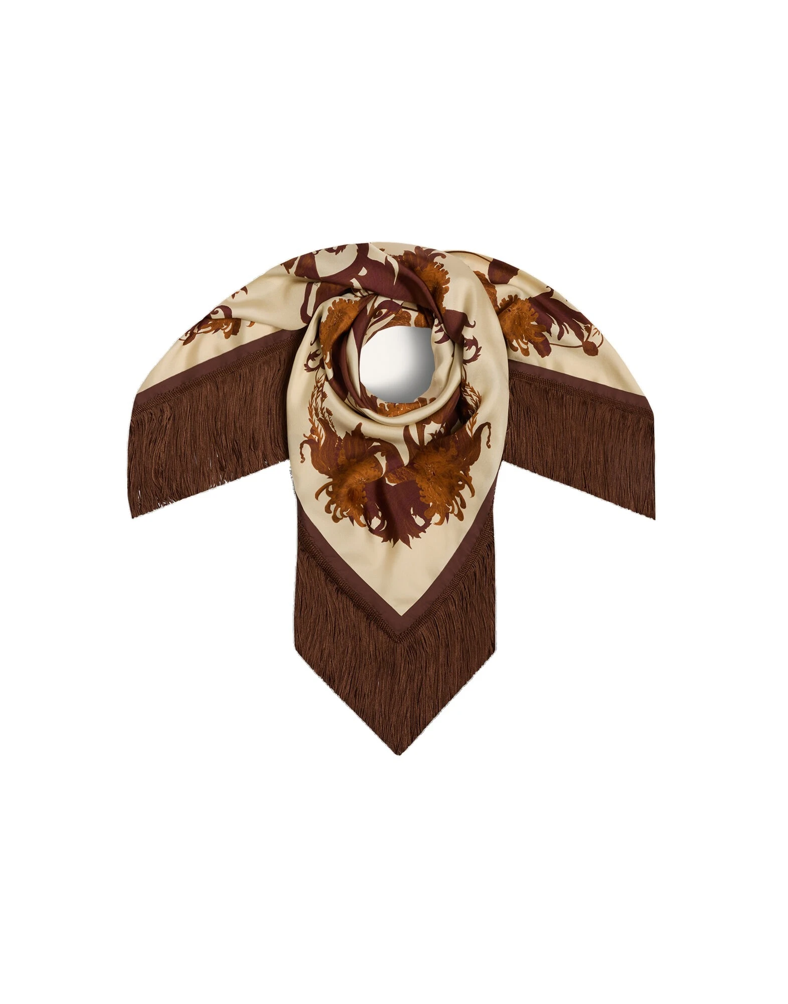 La DoubleJ Reversible Fringe Foulard 90 in Coven Buttercream at Coveti La DoubleJ Reversible Fringe Foulard 90 in Coven Buttercream at Coveti
