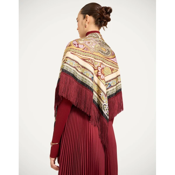 La DoubleJ Reversible Fringe Foulard 90 in Kells Light Green | Scarves | Coveti