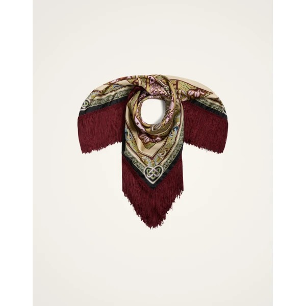 La DoubleJ Reversible Fringe Foulard 90 in Kells Light Green | Scarves | Coveti