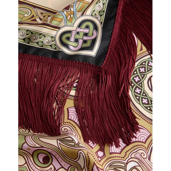La DoubleJ Reversible Fringe Foulard 90 in Kells Light Green | Scarves | Coveti