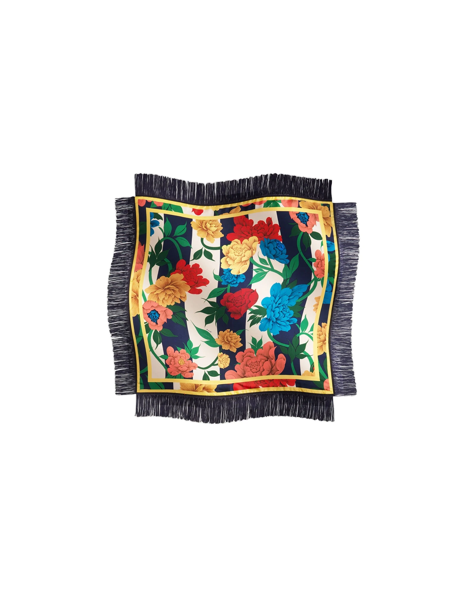 La DoubleJ Reversible Fringe Foulard 90 in Princess Peony Blue at Coveti La DoubleJ Reversible Fringe Foulard 90 in Princess Peony Blue at Coveti