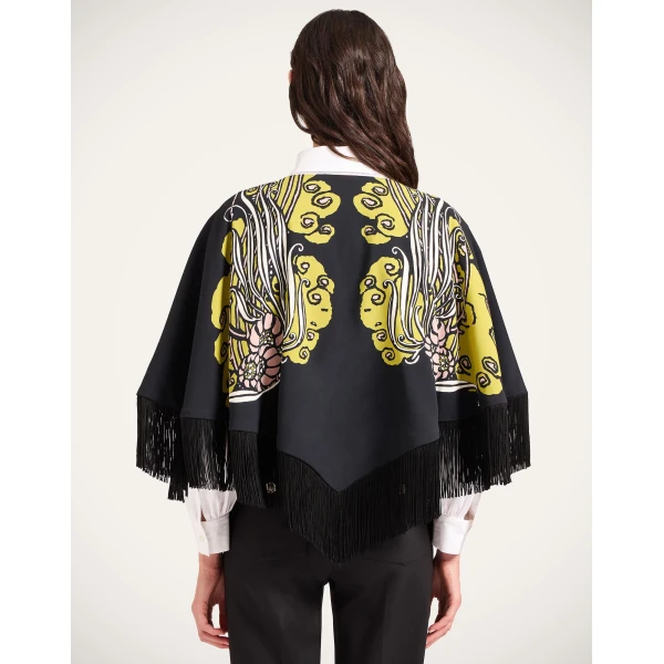 La DoubleJ Reversible Mini Poncho Top in Lemuria Black at Coveti