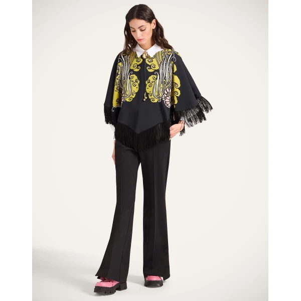 La DoubleJ Reversible Mini Poncho Top in Lemuria Black at Coveti