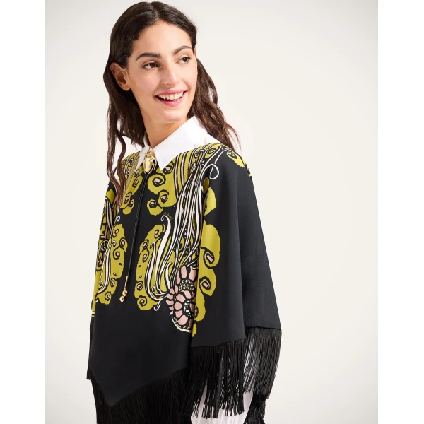 La DoubleJ Reversible Mini Poncho Top in Lemuria Black at Coveti