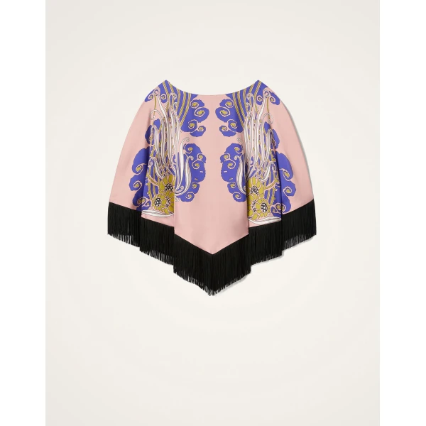 La DoubleJ Reversible Mini Poncho Top in Lemuria Black at Coveti