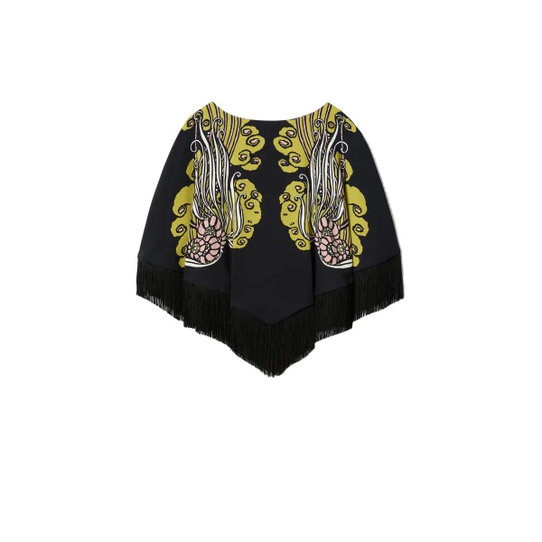 La DoubleJ Reversible Mini Poncho Top in Lemuria Black at Coveti