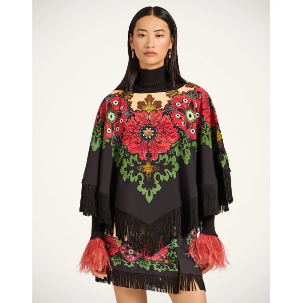 La DoubleJ Reversible Mini Poncho in Bounty Red at Coveti