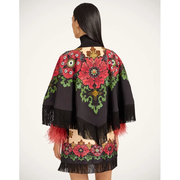 La DoubleJ Reversible Mini Poncho in Bounty Red at Coveti