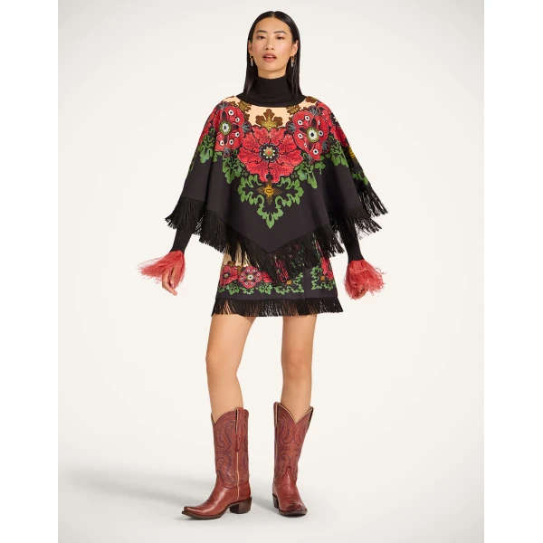 La DoubleJ Reversible Mini Poncho in Bounty Red at Coveti