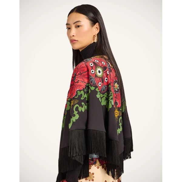 La DoubleJ Reversible Mini Poncho in Bounty Red at Coveti