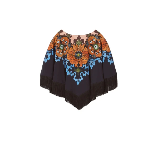 La DoubleJ Reversible Mini Poncho in Bounty Red at Coveti