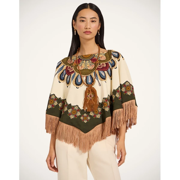 La DoubleJ Reversible Mini Poncho in Nucleus Off White at Coveti
