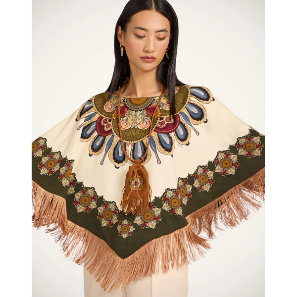 La DoubleJ Reversible Mini Poncho in Nucleus Off White at Coveti