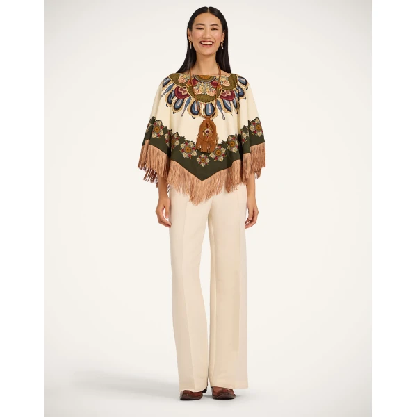 La DoubleJ Reversible Mini Poncho in Nucleus Off White at Coveti