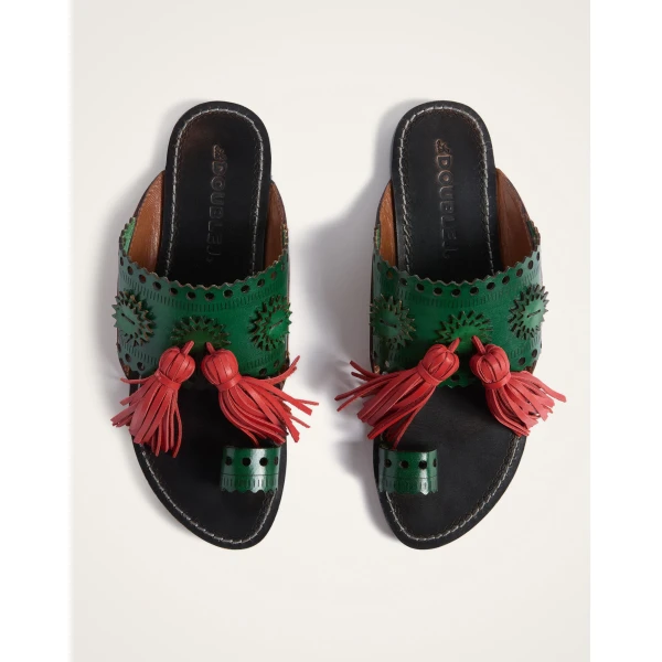 La DoubleJ Sandy Slides in Dark Green, view 4